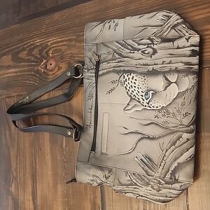 Anuschka snow leopard purse